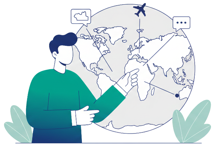 Illustration showing international learning and collaboration