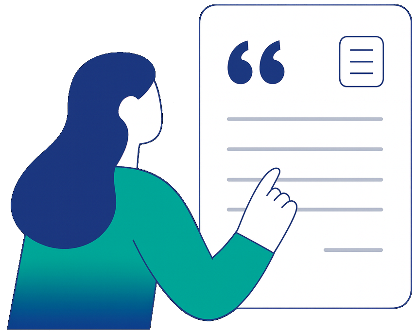 Illustration showing a person working with a document